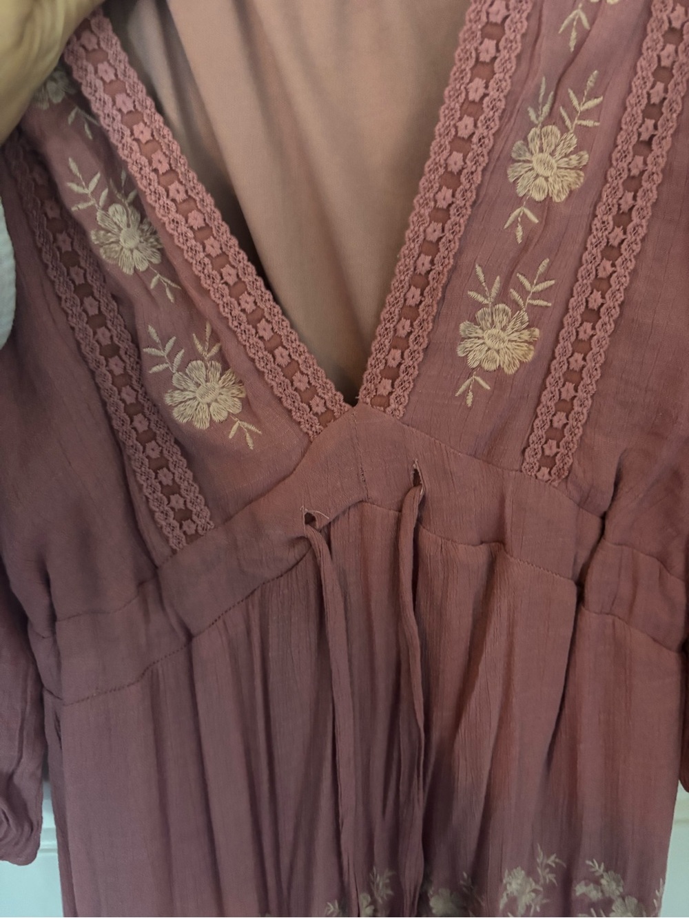 Embroidered V-Neck Maxi Dress in Dusty Rose - Picture 2 of 3